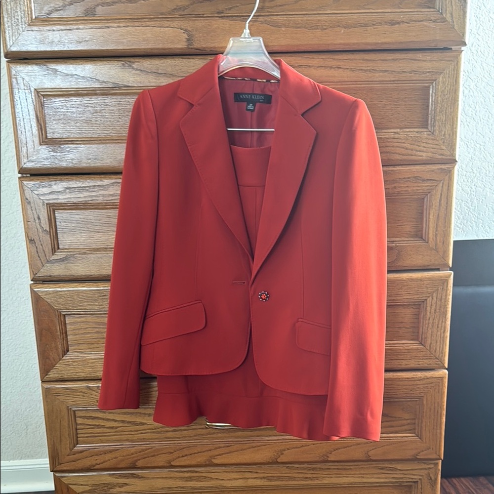 Anne Klein Vibrant Red Blazer and Top Set